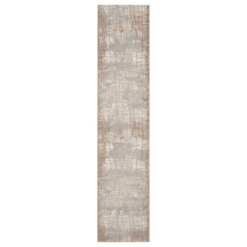 Calvin Klein Home Rush Ck950 Contemporary Rug, Ivory/Taupe, 2'3"x10'0" Runner