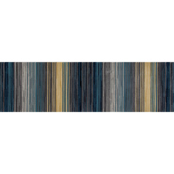 Bastille Heathered Stripe Rug, Blue, 2'2"x7'7" Runner