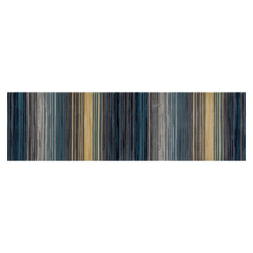 Bastille Heathered Stripe Rug, Blue, 2'2"x7'7" Runner