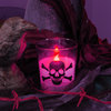 Battery Operated LED Wax Candles in Glass Holders, Skull and Crossbones, Set of