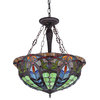 LORI Tiffany-style 3 Light Victorian Inverted Ceiling Pendant Fixture 22inches S