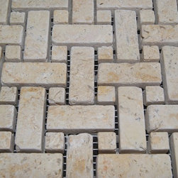 HAIFA LIGHT tumbled 12"x12" wave mesh mosaic - Tile