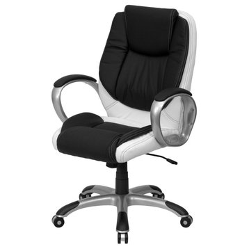 Roseto FFIF64249 28"W LeatherSoft Blend Executive Swivel Chair - Black / White