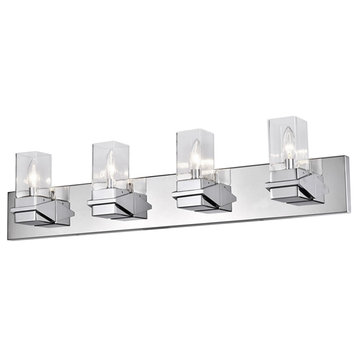 Veronica Contemporary 4 Light Polished Chrome Clear Metal Vanity