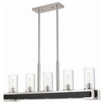 Livex Lighting - Livex Lighting 41075-91 Buttonwood - Eight Light Linear Chandelier - Inspired by industrial and farmhouse style lightinButtonwood Eight Lig Brushed Nickel Clear *UL Approved: YES Energy Star Qualified: n/a ADA Certified: n/a  *Number of Lights: Lamp: 5-*Wattage:60w Medium Base bulb(s) *Bulb Included:No *Bulb Type:Medium Base *Finish Type:Brushed Nickel