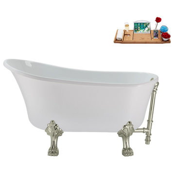 51'' Streamline N372BNK-BNK Soaking Clawfoot Tub and Tray With External Drain