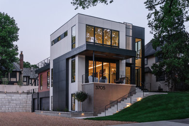 Inspiration for a mid-sized modern exterior home remodel in Minneapolis