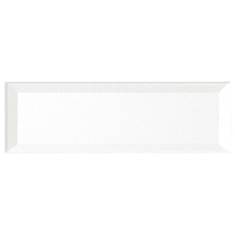 Forever 3"x12" Reverse Bevel Glass Subway Tile,Glossy White, Set of 56