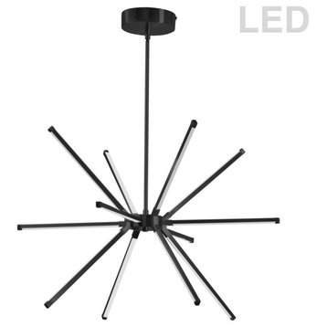 32W LED Chandelier With White Acrylic Diffuser, Matte Black