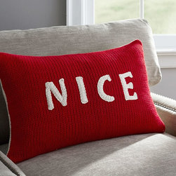 NAUGHTY OR NICE REVERSIBLE KNIT LUMBAR PILLOW COVER - Pillow Protectors