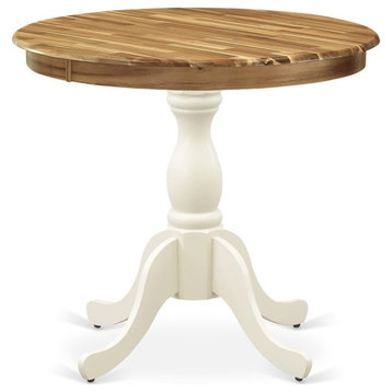 AST-NLW-TP - Dining Table - Natural Top and Linen White Pedestal Leg Finish