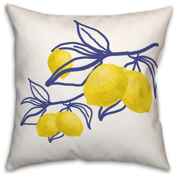 Drawn Branch Lemons 3 20x20 Spun Poly Pillow