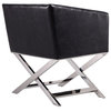 Hollywood Lounge Accent Chair, Black and Polished Chrome, Set of 2