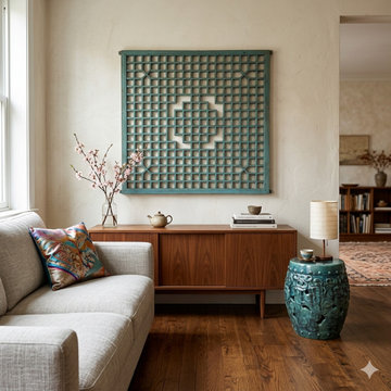 Green Teal Turquoise Swirl Cloud Pattern Round Ceramic Stool Table ws4578