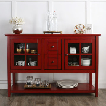 52" Wood Console Table TV Stand, Antique Red