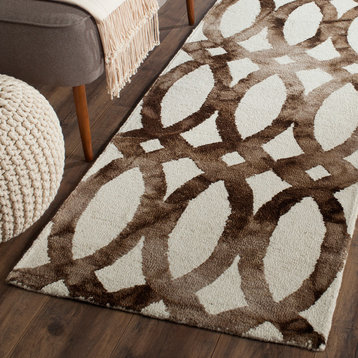 Safavieh Dip Dye Collection DDY675 Rug, Ivory/Chocolate, 2'3"x8'