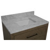 Avery Bathroom Vanity, Gray Oak, 36", Top: Carrara Marble, Single