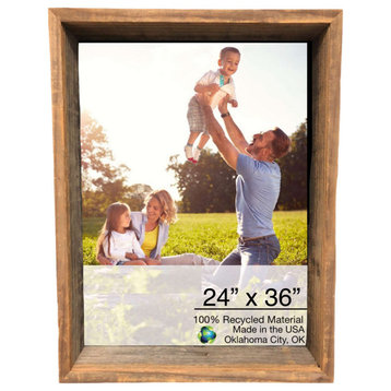 HomeRoots 24x36 Rustic Weathered Grey Box Picture Frame With Hanger