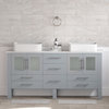 63" Grey Cabinet, White Porcelain Top and Sinks
