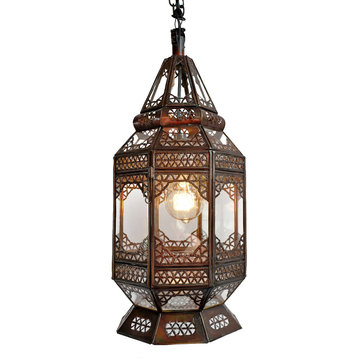 Moorish Tin and Clear Glass Lantern