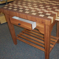 Mahogany  Butcher Block Center Island - Kitchen Islands And Kitchen Carts