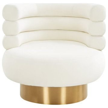 Naomi Cream Velvet Swivel Chair, Cream