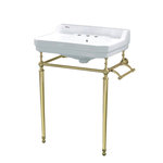 Whitehaus - Whitehaus WHV024-L33-3H-B Three Holes Console Sink With Polished Brass Leg - Whitehaus WHV024-L33-3H-B Victoriahaus console with integrated rectangular bowl with widespread hole drill, Polished Brass leg support, interchangable towel bar, backsplash and overflow.