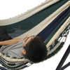 Nicaraguan Hammock With Universal Hammock Stand, Blue, White and Green Stripes