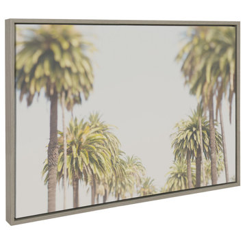 Sylvie LA California Palm Trees Framed Canvas by Laura Evans, Gray 23x33