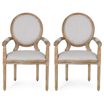 Aisenbrey Upholstered Dining Chair, Light Grey + Natural, Set of 2