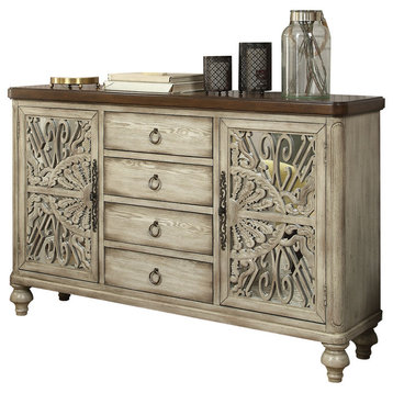 Acme 4 Drawer Console Table in Antique White Finish 90288