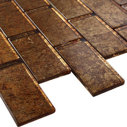2x4 Glossy Glitter Bronze Sky Subway Glass Mosaic Tiles - Home Accessories & Decor