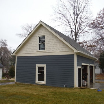 Evening Blue Lap Siding w/ Shingle Siding and Board & Batten Siding (Sail Cloth)
