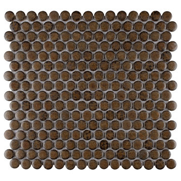 Hudson Penny Round Brownstone Porcelain Floor and Wall Tile