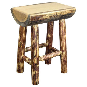 Montana Woodworks Glacier Country 24" Counter Height Half Log Barstool in Brown