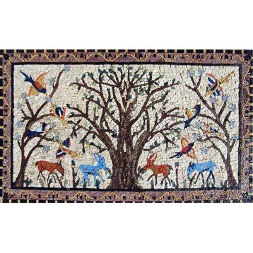African Mosaic Art, Tree Of Life, 18"x30"