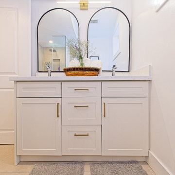 Custom Double Bathroom Vanity with Twin Arched Mirrors | The Junction