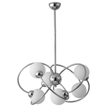 Glass LED Ball and Chrome Plated Metal Chandelier, Warm Light