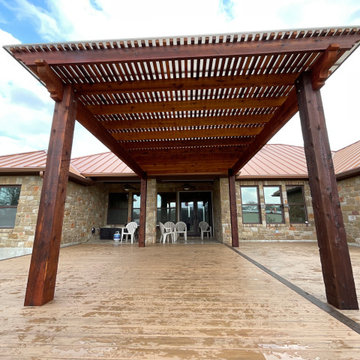 Cedar pergola and composite deck with lighting