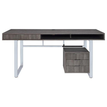 Coaster Contemporary Weathered Grey Writing Desk 65x24x30.5 Inch