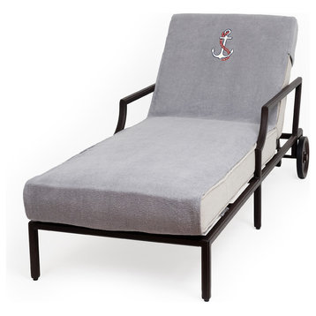 Anchor Embroidered Standard Size Chaise Lounge Cover, Gray