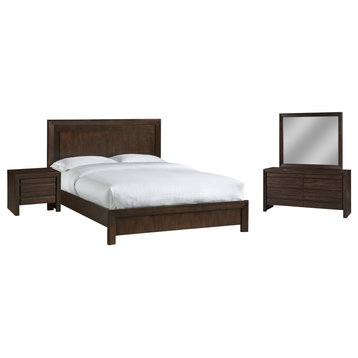Modus Element 4 Piece Cal King Bedroom Set With Nightstand, Chocolate Brown