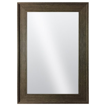 Classic Wall-Mounted Mirror, Brush Olive, Frame-Distressed Wood Finish, 20x29