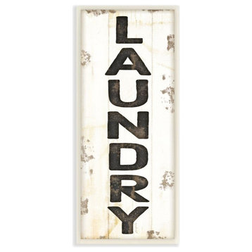 Black and White Distressed Planked Look Laundry Typography, Wall Plaque, 7"x17"