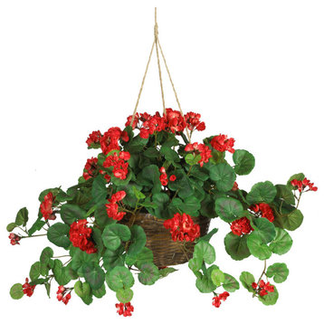 Geranium Hanging Basket Silk Plant