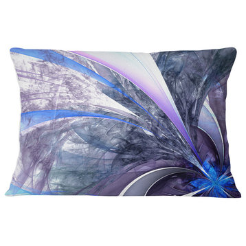Bright Blue Fractal Flower Design Floral Throw Pillow, 12"x20"