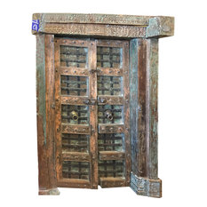 Consigned, Antique India Doors Distressed Rustic Teak  Architecture Barn Door