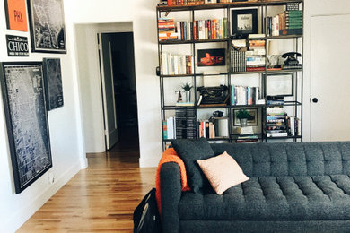 1960s medium tone wood floor living room photo in Phoenix