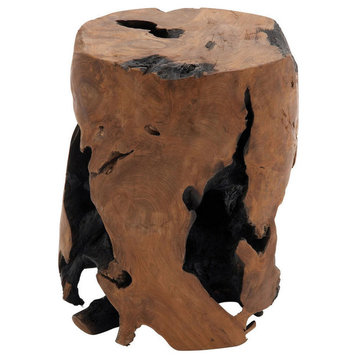 Contemporary Brown Teak Wood Accent Table 38422