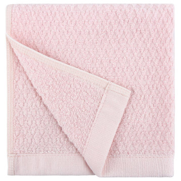 Everplush Diamond Jacquard Washcloth Towel Set, Pack of 6, Pale Pink